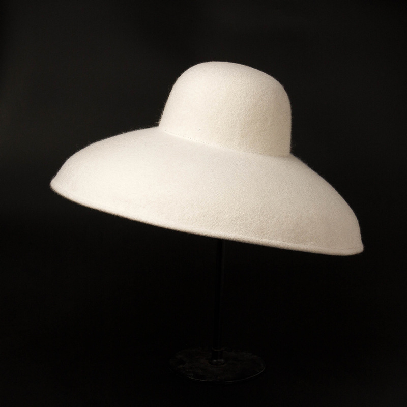 Hat Floppy Wide - คลาสสิกขนาดใหญ่ผ้าขนสัตว์กว้าง Brim Felt หมวก Lady Floppy