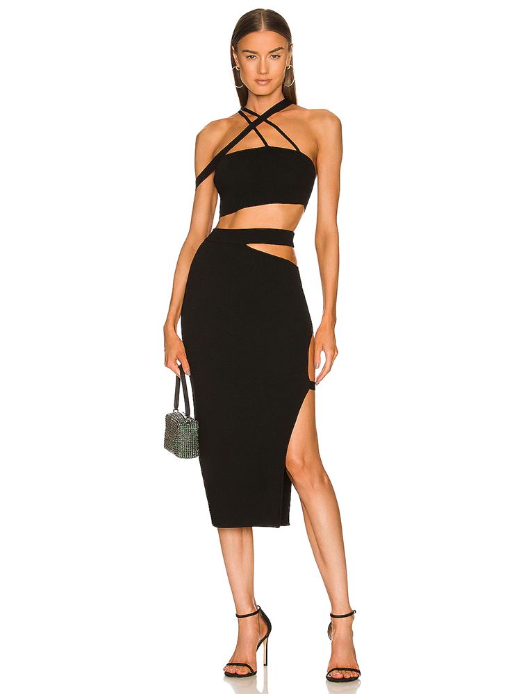 Crop Top Crochet - ผู้หญิงผ้าพันแผลชุด2022ฤดูร้อน2ชิ้นชุดเซ็กซี่ Bodycon ตัด Cropped Top &