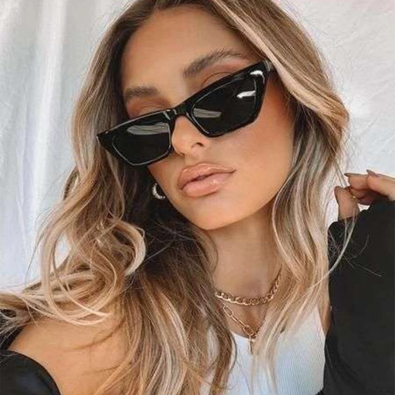 Sunglasses Cat Eye - แว่นตากันแดดทรงแคทอายวินเทจ ผู้หญิง กรอบเล็กทรงเหลี่ยม แบรนด์ดีไซเนอร์ แฟชั่นย้อนยุค ป้องกันรังสียูวี