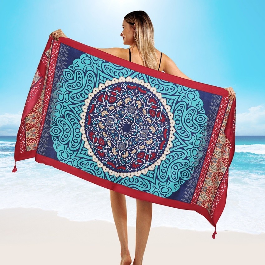 Cover Up Kaftan - 2018 ใหม่ 90x180 ซม.ผ้าฝ้าย Pareo Beach