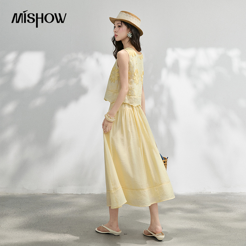 MISHOW เสื้อปักลายดอกไม้สไตล์ฝ - Midi Skirt Floral บทวิจารณ์และราคา