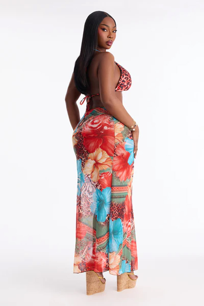 เดรสยาวลายดอกไม้สไตล์โบฮีเมียน - Maxi Dress Halter บทวิจารณ์และราคา