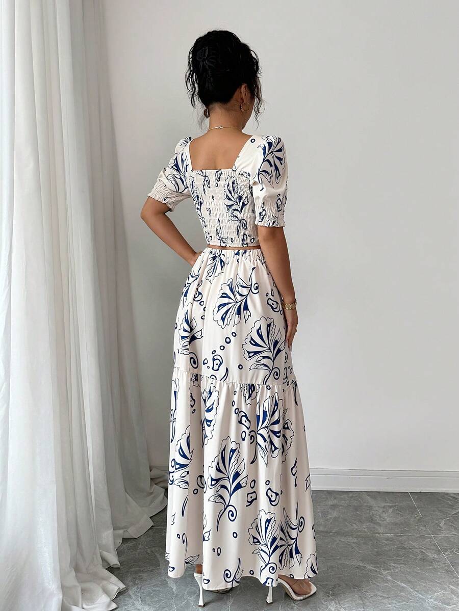 ชุดเซ็ตสองชิ้นสำหรับผู้หญิง ฤด - Romper Floral Print บทวิจารณ์และราคา