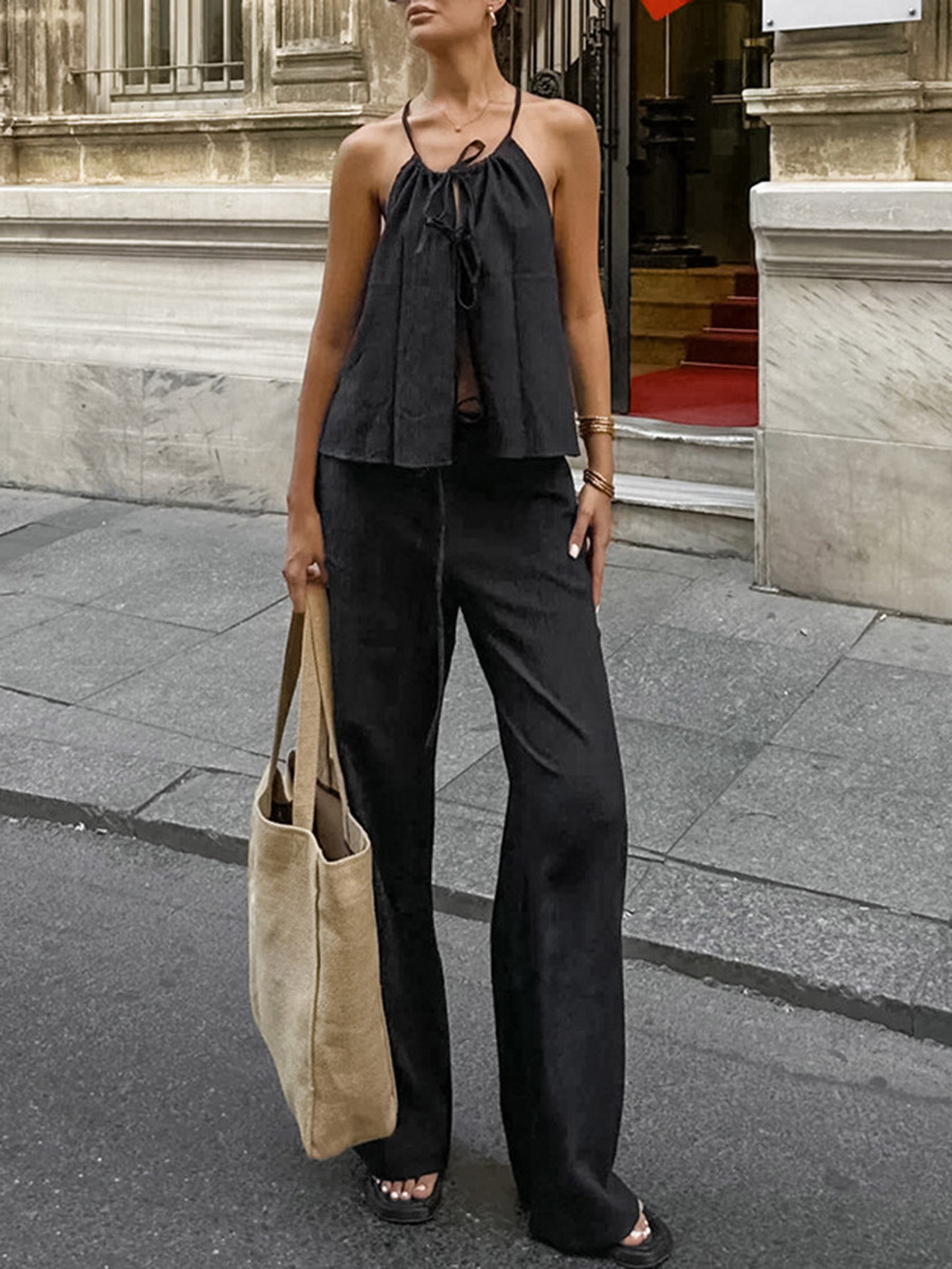 ชุดเซ็ตสองชิ้นสำหรับผู้หญิง ปี - Linen Pant Wide บทวิจารณ์และราคา