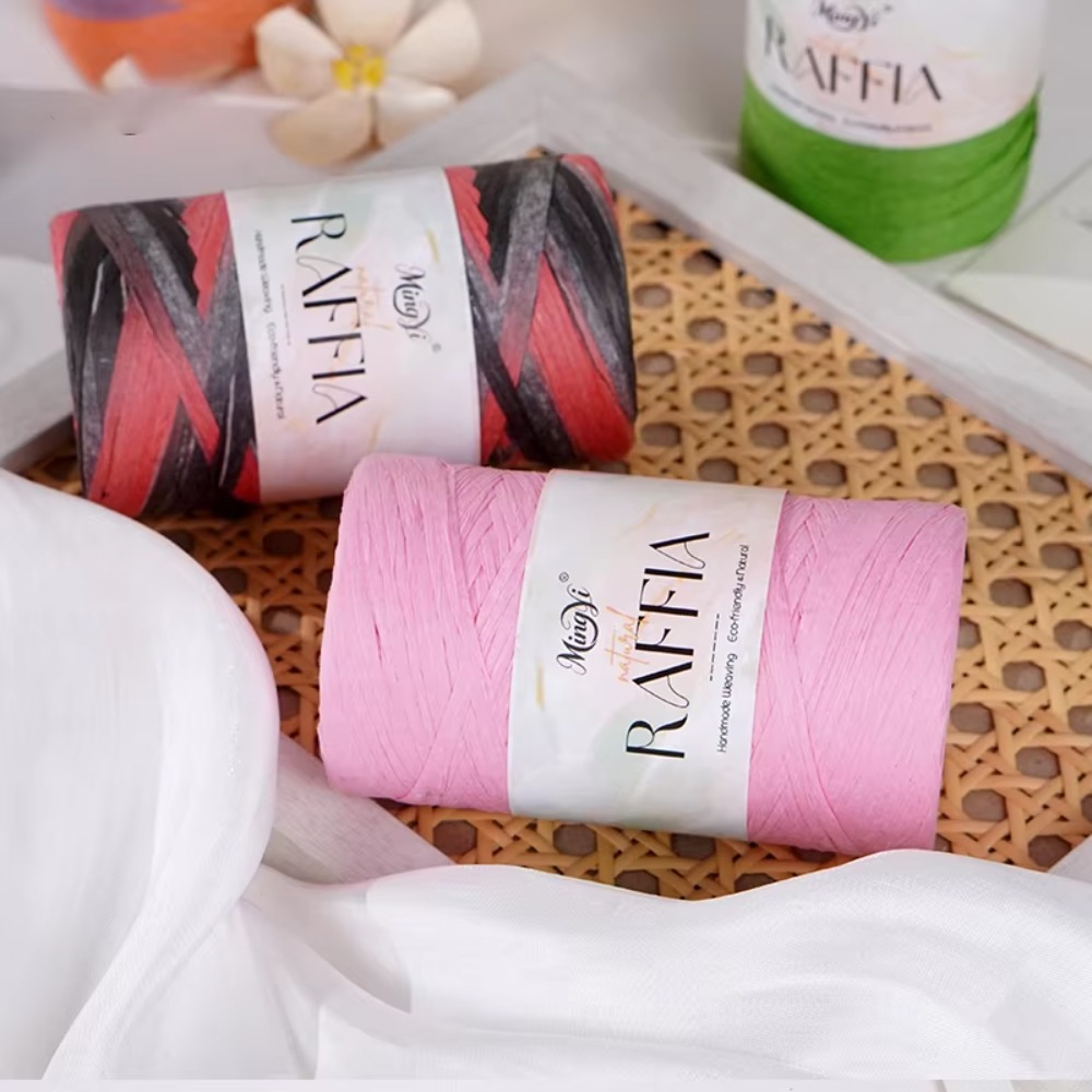 ไหมราฟเฟียหลากสี DIY ไหมถักมือ - Crochet Bag Raffia บทวิจารณ์และราคา