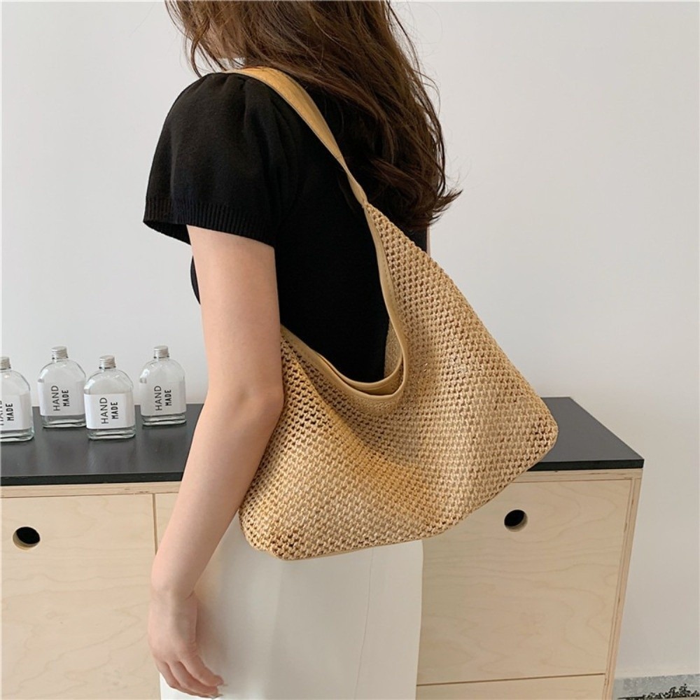 กระเป๋าสานสีพื้นน่ารัก สไตล์โบ - Tote Bag Beach บทวิจารณ์และราคา