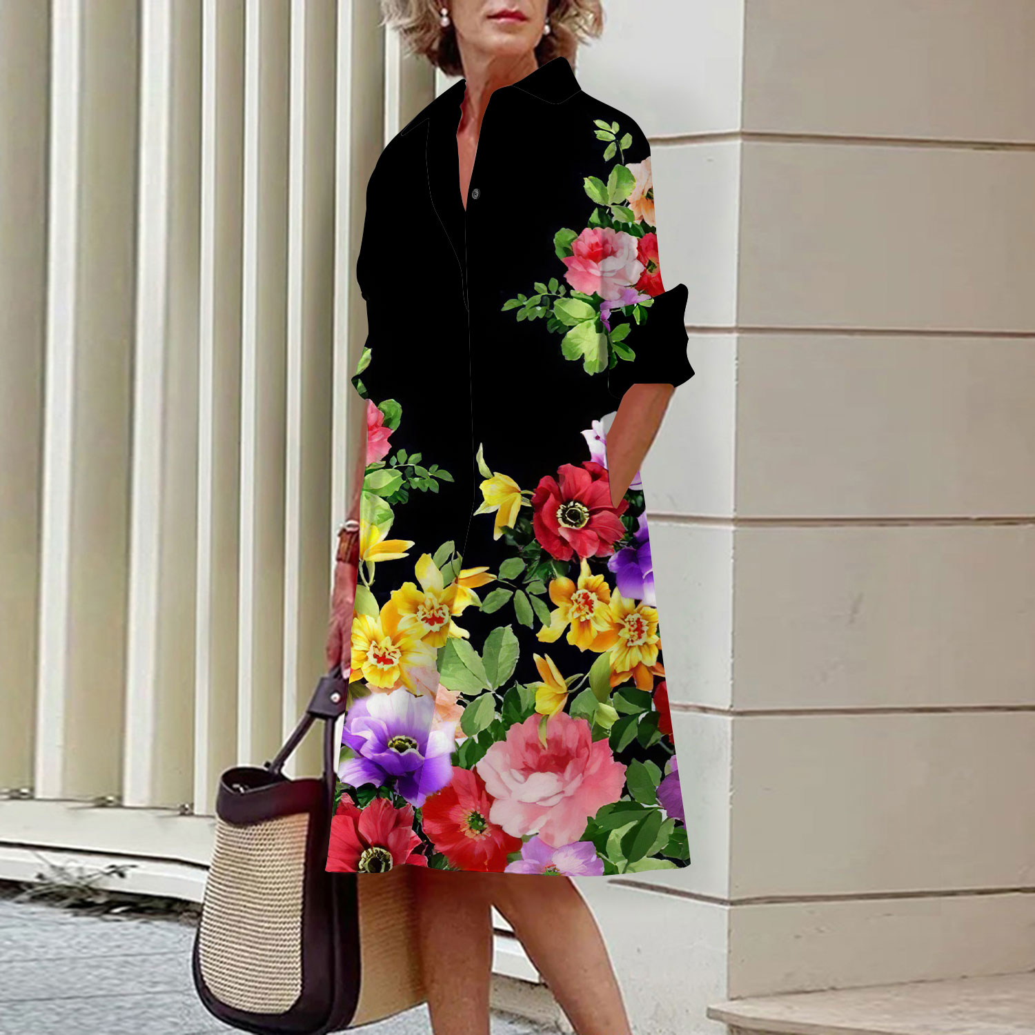 รูปแบบดอกไม้เสื้อชุดผู้หญิงฤดู - Midi Skirt Floral บทวิจารณ์และราคา