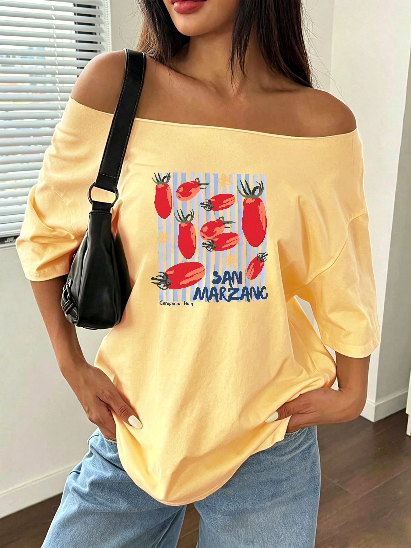 เสื้อยืดโอเวอร์ไซส์พิมพ์ลายมะเ - Blouse Off Shoulder บทวิจารณ์และราคา