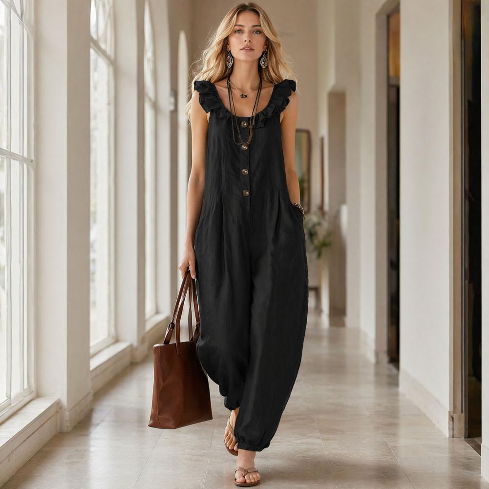 ชุดรอมเปอร์ทรงหลวมสำหรับผู้หญิ - Jumpsuit Linen Relaxed บทวิจารณ์และราคา