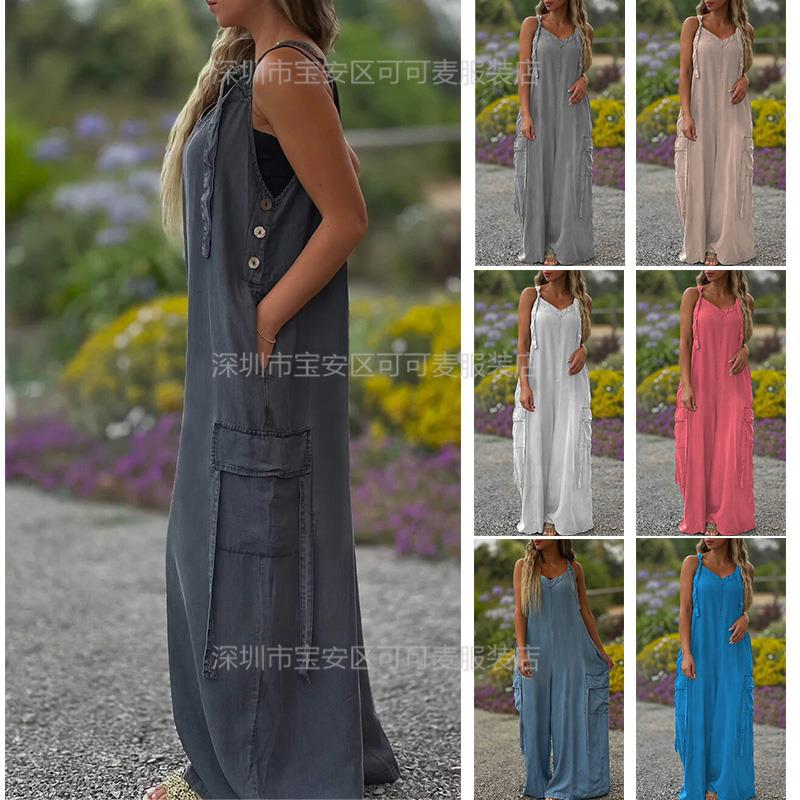 จั๊มสูทฤดูร้อนทรงหลวม ผ้าลินิน - Jumpsuit Linen Relaxed บทวิจารณ์และราคา