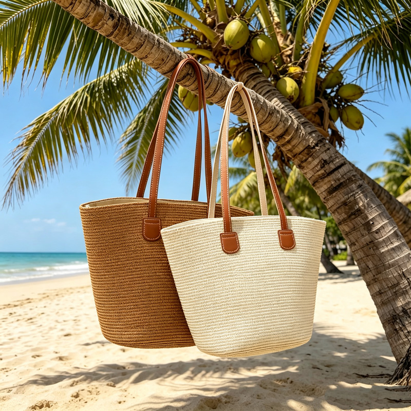 CLAREGQI กระเป๋าโท้ทสานสีพื้นส - Tote Bag Beach บทวิจารณ์และราคา