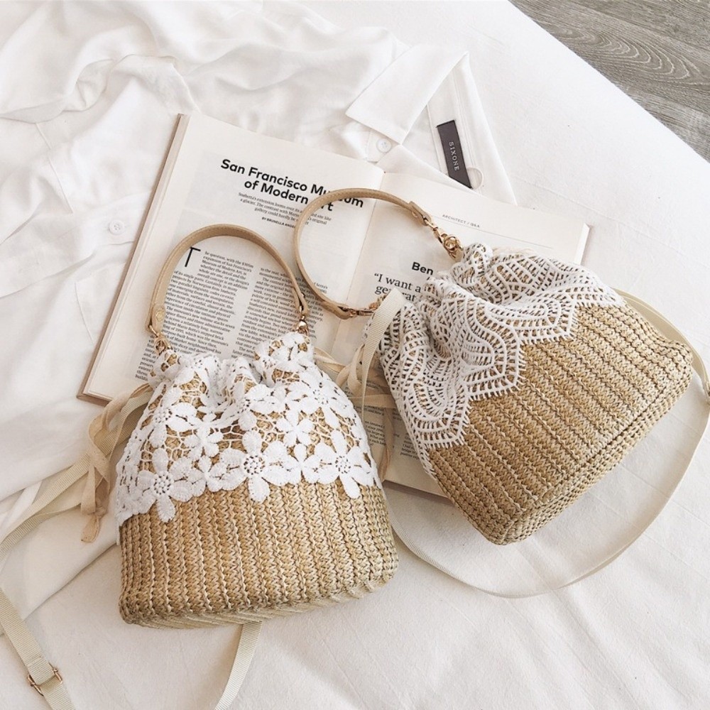 กระเป๋าสะพายไหล่ลายลูกไม้วินเท - Tote Bag Beach บทวิจารณ์และราคา