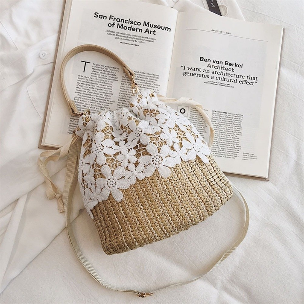 กระเป๋าสะพายไหล่ลายลูกไม้วินเท - Tote Bag Beach บทวิจารณ์และราคา