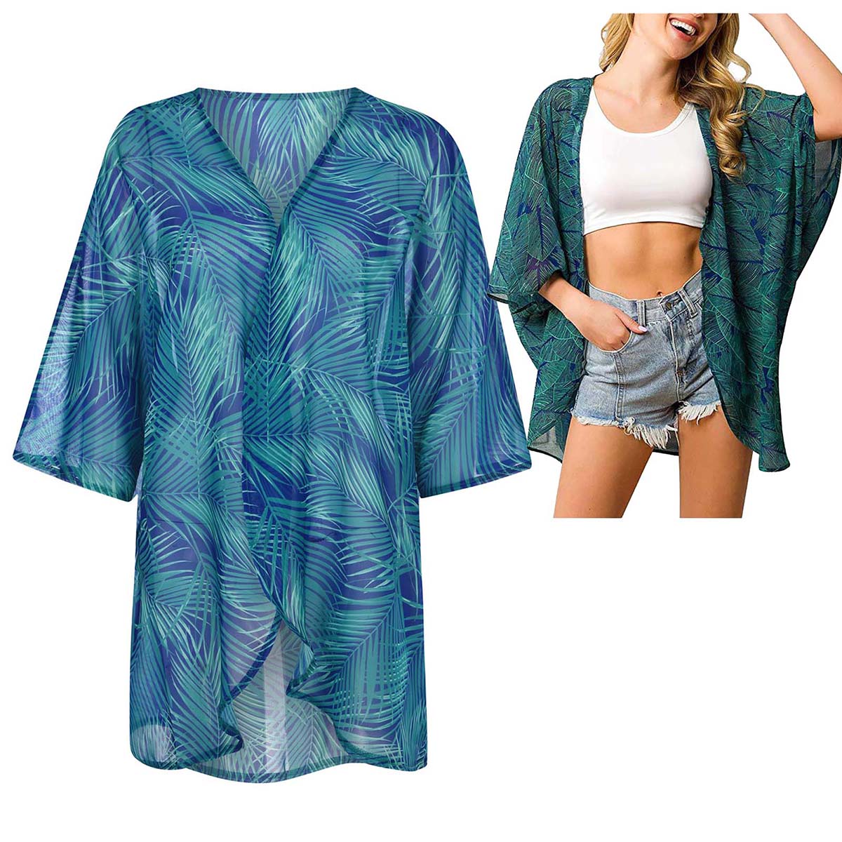 เสื้อคลุมกิโมโนชีฟองบางเบาสำหร - Kimono Sheer Floral บทวิจารณ์และราคา