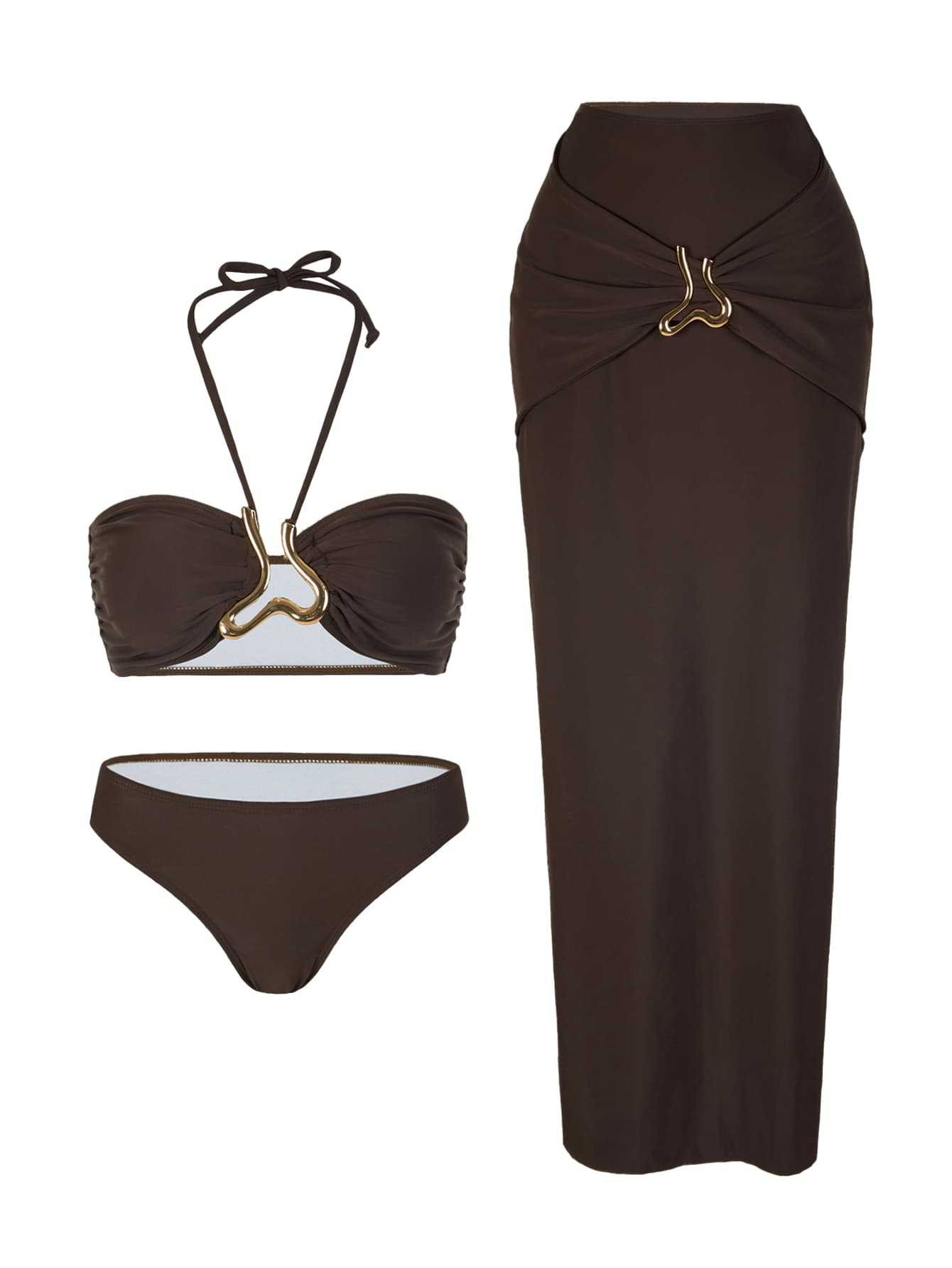 ชุดว่ายน้ำทูพีซแบบแทงกินี่สำหร - Swimsuit Bikini Ruched บทวิจารณ์และราคา