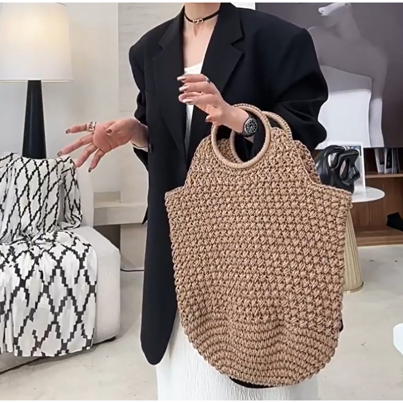 ยี่ห้อทอกระเป๋าคลัทช์หรูหราใหม - Crochet Bag Raffia บทวิจารณ์และราคา