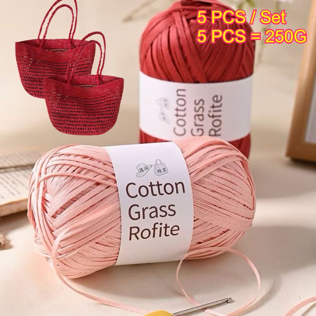 เชือกกระดาษราฟเฟีย 5 ชิ้น 250  - Crochet Bag Raffia บทวิจารณ์และราคา